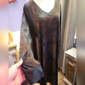 NEW WOMEN'S LULAROE  EMILY GRAY BLACK FLORAL LONG SLEEVE DRESS PLUS SIZE 3XL HTF